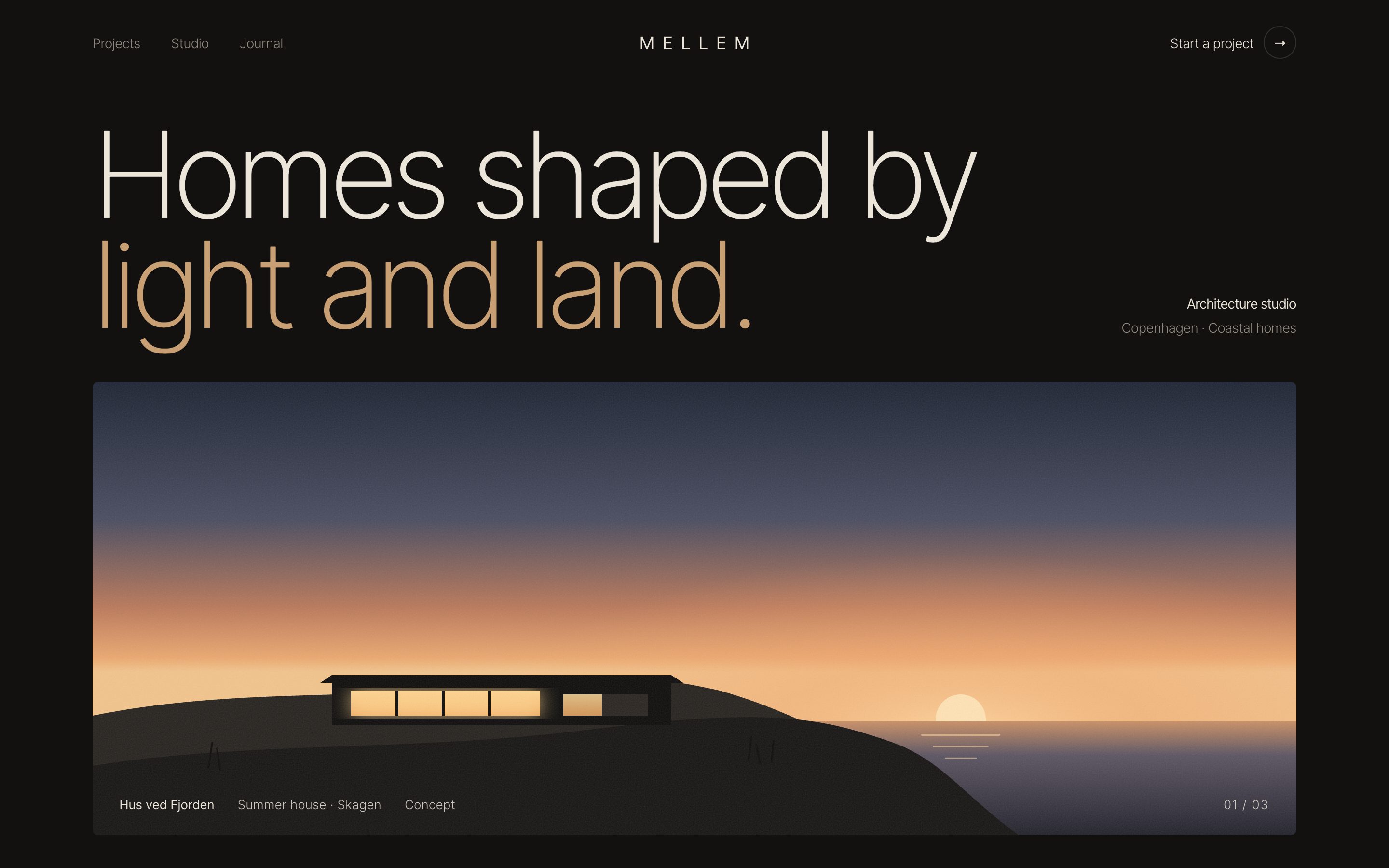Mellem Studio concept homepage