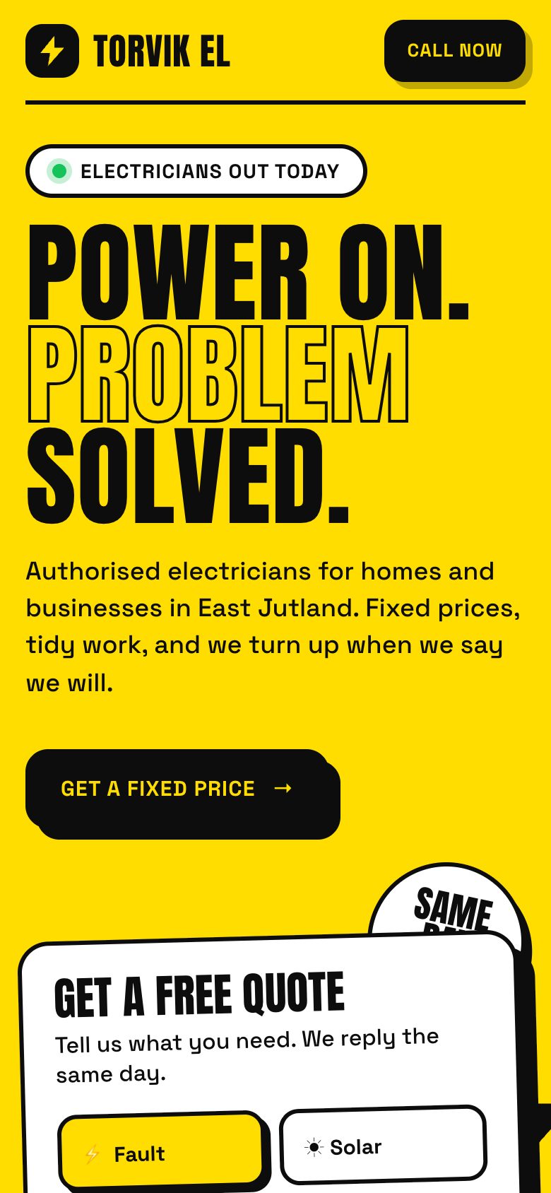 Torvik El concept website on a phone